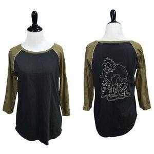 Burton Women's S Small Baseball T-Shirt 3/4 Sleeves Embroidered Organic Cotton